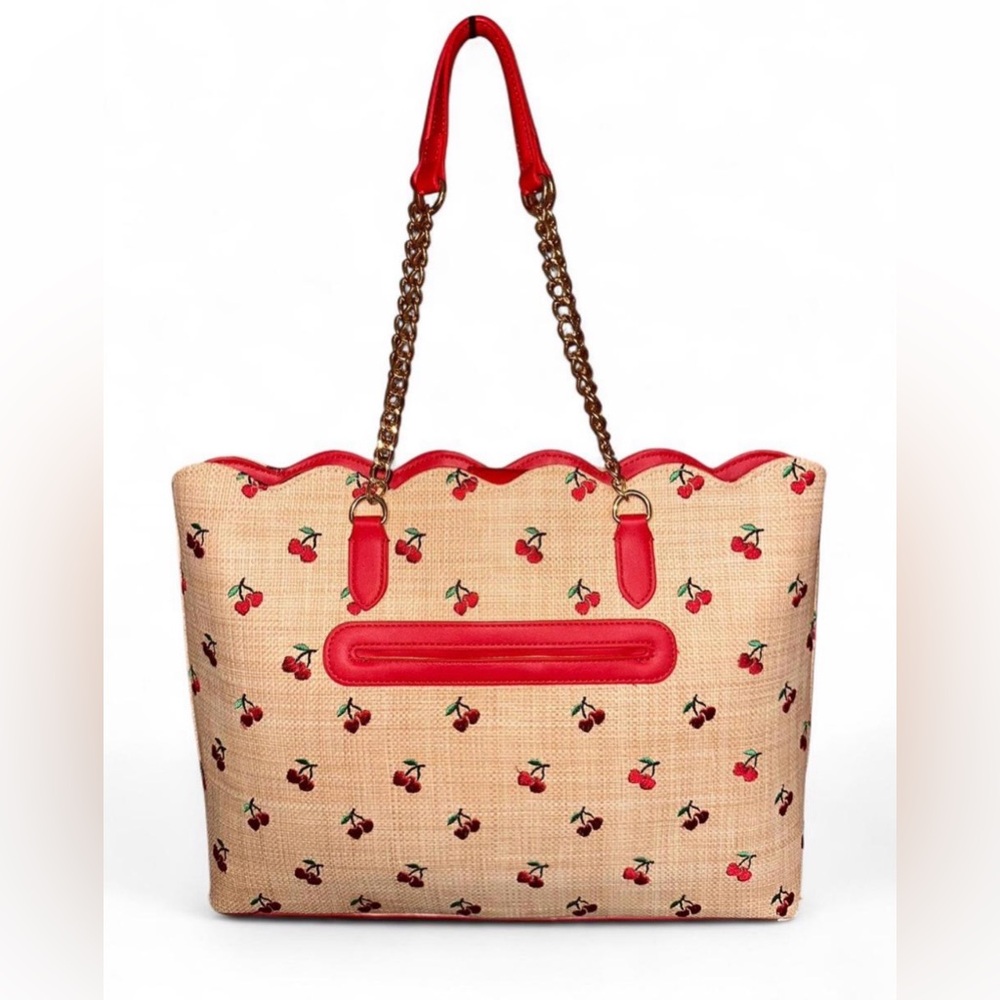 Betsey Johnson Red Cherry Print Tote Bag - Picture 3 of 5